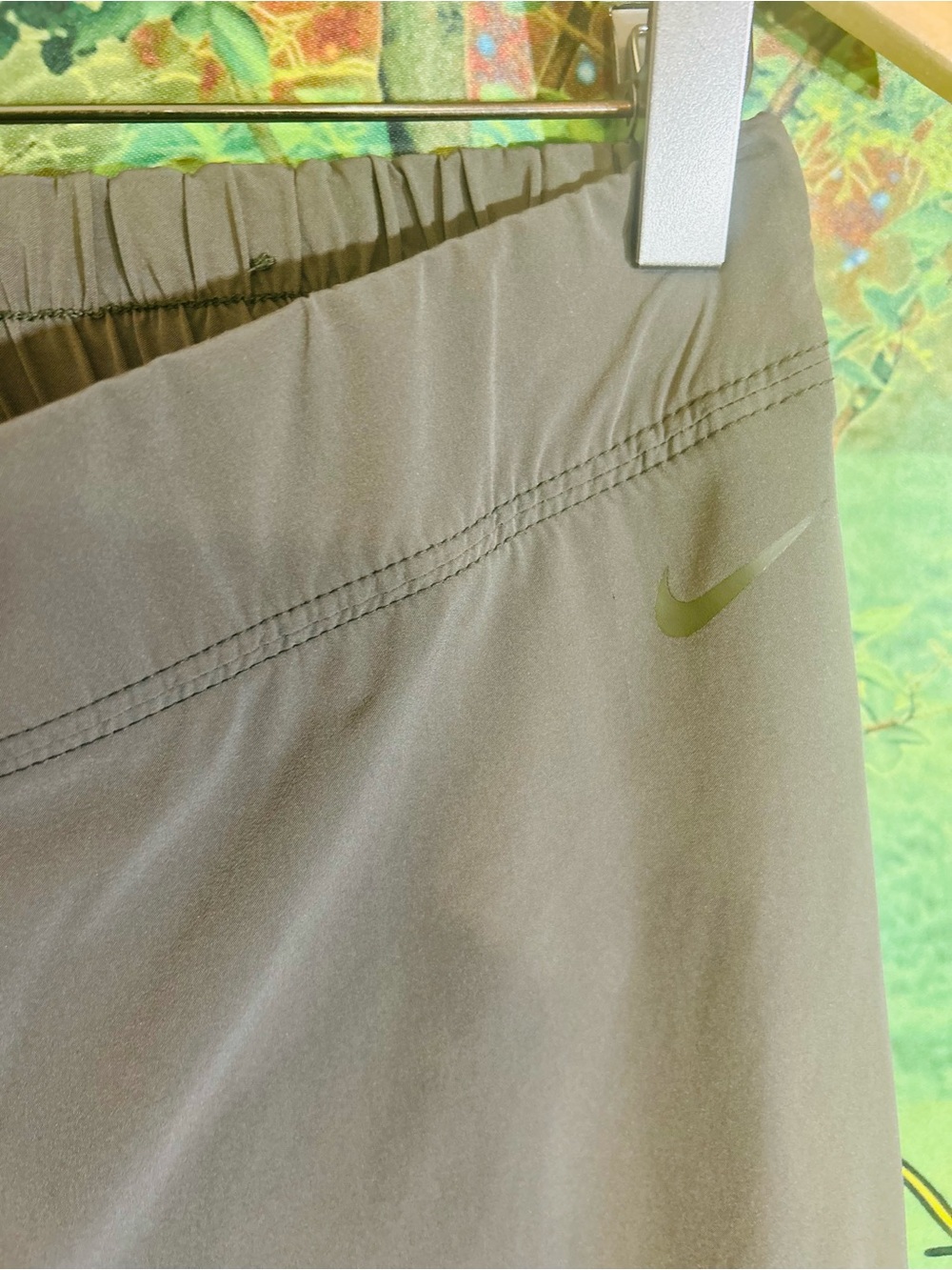 Nike Olive-Taupe Dri-FIT Lightweight Nylon Pants w Side Zipped Pocket | Size L - Picture 5 of 11
